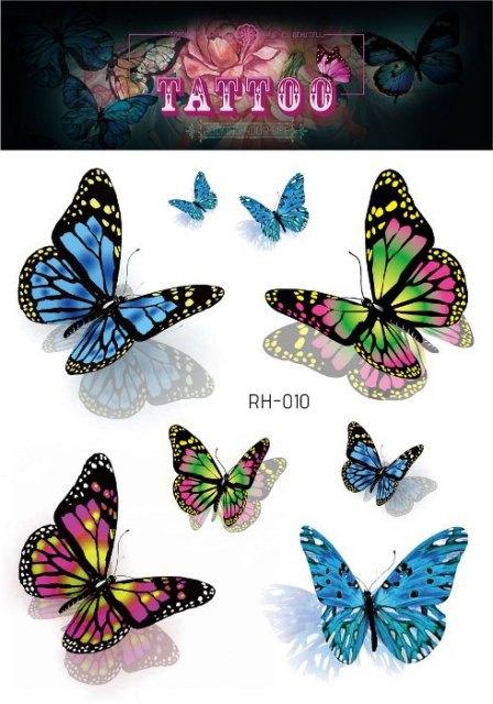 1 Pc Butterfly 3D Temporary Tattoo 52 Style Waterproof Butterfly Tattoos Stickers Temporary Colorful Design For Womens - TaTTTy