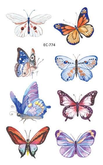 1 Pc Butterfly 3D Temporary Tattoo 52 Style Waterproof Butterfly Tattoos Stickers Temporary Colorful Design For Womens - TaTTTy