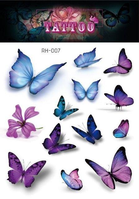 1 Pc Butterfly 3D Temporary Tattoo 52 Style Waterproof Butterfly Tattoos Stickers Temporary Colorful Design For Womens - TaTTTy