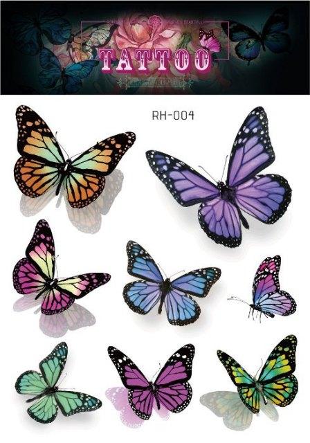1 Pc Butterfly 3D Temporary Tattoo 52 Style Waterproof Butterfly Tattoos Stickers Temporary Colorful Design For Womens - TaTTTy