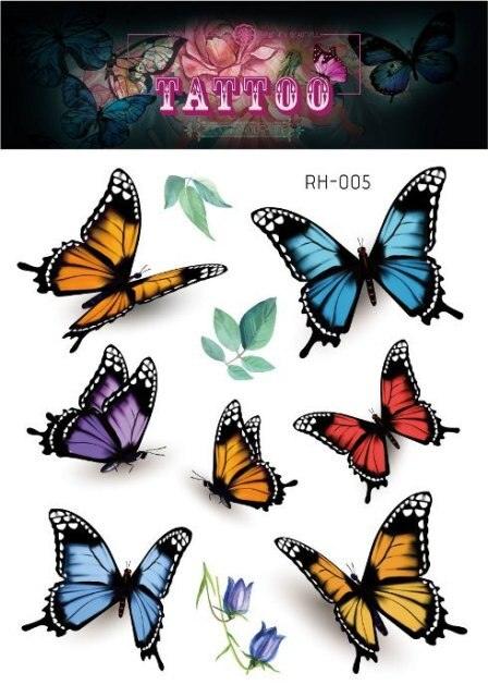 1 Pc Butterfly 3D Temporary Tattoo 52 Style Waterproof Butterfly Tattoos Stickers Temporary Colorful Design For Womens - TaTTTy