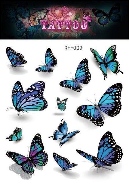 1 Pc Butterfly 3D Temporary Tattoo 52 Style Waterproof Butterfly Tattoos Stickers Temporary Colorful Design For Womens - TaTTTy