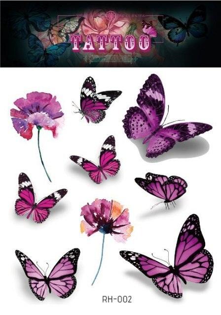 1 Pc Butterfly 3D Temporary Tattoo 52 Style Waterproof Butterfly Tattoos Stickers Temporary Colorful Design For Womens - TaTTTy