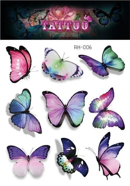 1 Pc Butterfly 3D Temporary Tattoo 52 Style Waterproof Butterfly Tattoos Stickers Temporary Colorful Design For Womens - TaTTTy