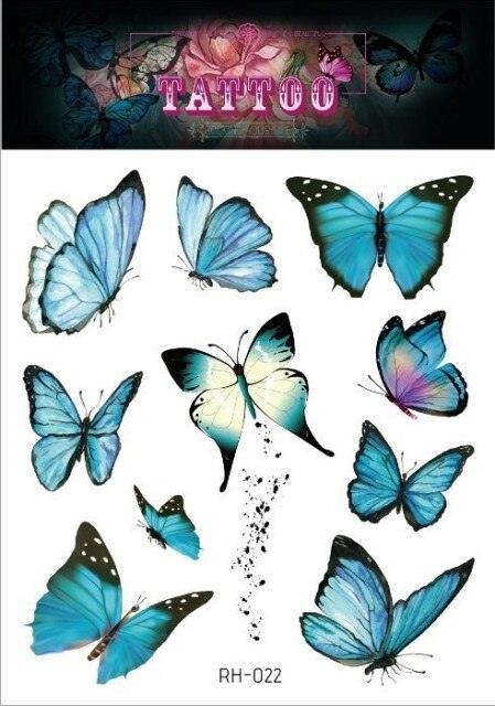 1 Pc Butterfly 3D Temporary Tattoo 52 Style Waterproof Butterfly Tattoos Stickers Temporary Colorful Design For Womens - TaTTTy