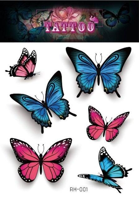 1 Pc Butterfly 3D Temporary Tattoo 52 Style Waterproof Butterfly Tattoos Stickers Temporary Colorful Design For Womens - TaTTTy