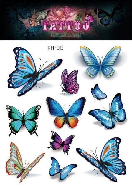 1 Pc Butterfly 3D Temporary Tattoo 52 Style Waterproof Butterfly Tattoos Stickers Temporary Colorful Design For Womens - TaTTTy