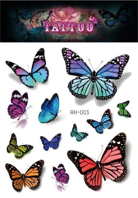 1 Pc Butterfly 3D Temporary Tattoo 52 Style Waterproof Butterfly Tattoos Stickers Temporary Colorful Design For Womens - TaTTTy