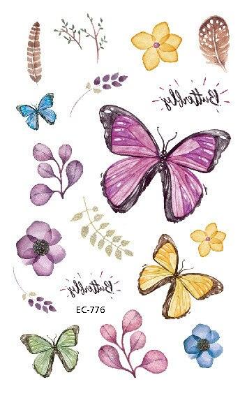 1 Pc Butterfly 3D Temporary Tattoo 52 Style Waterproof Butterfly Tattoos Stickers Temporary Colorful Design For Womens - TaTTTy