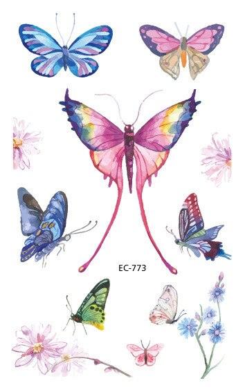 1 Pc Butterfly 3D Temporary Tattoo 52 Style Waterproof Butterfly Tattoos Stickers Temporary Colorful Design For Womens - TaTTTy