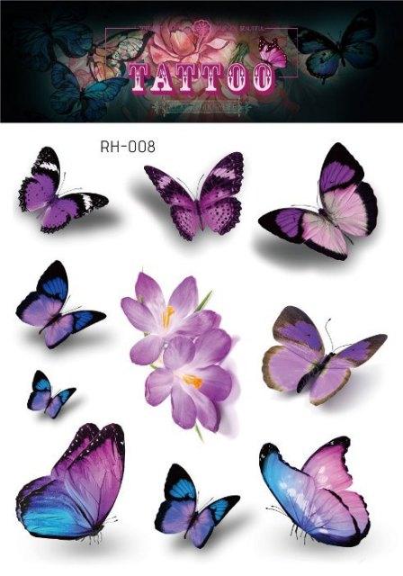 1 Pc Butterfly 3D Temporary Tattoo 52 Style Waterproof Butterfly Tattoos Stickers Temporary Colorful Design For Womens - TaTTTy