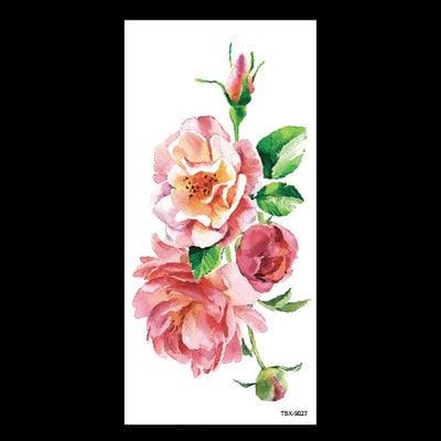 1 Pcs Elegant Temporary Tattoos Stickers Rose Flowers Arm Shoulder Tattoo Waterproof Big Luxury Flower For Womens - TaTTTy