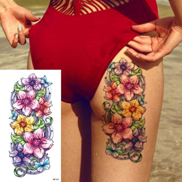 25 Sheets Flower Rose Luxury Tattoos Waterproof Temporary Sticker 3D Rose Flower Tattoos Body Art Arm Fake Tatoo For Womens - TaTTTy