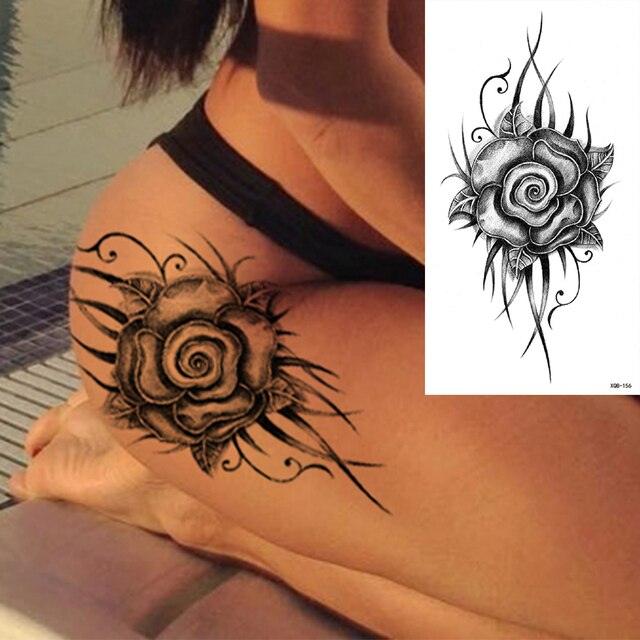 25 Sheets Flower Rose Luxury Tattoos Waterproof Temporary Sticker 3D Rose Flower Tattoos Body Art Arm Fake Tatoo For Womens - TaTTTy