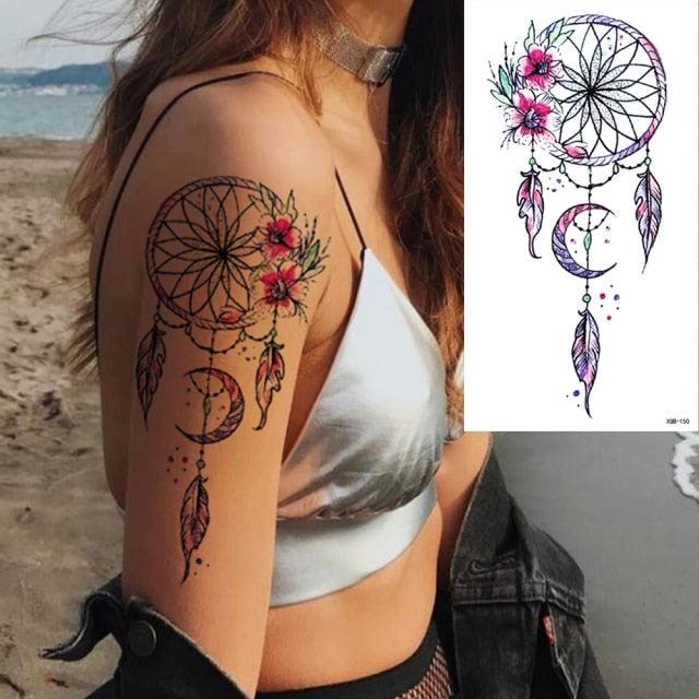 25 Sheets Flower Rose Luxury Tattoos Waterproof Temporary Sticker 3D Rose Flower Tattoos Body Art Arm Fake Tatoo For Womens - TaTTTy