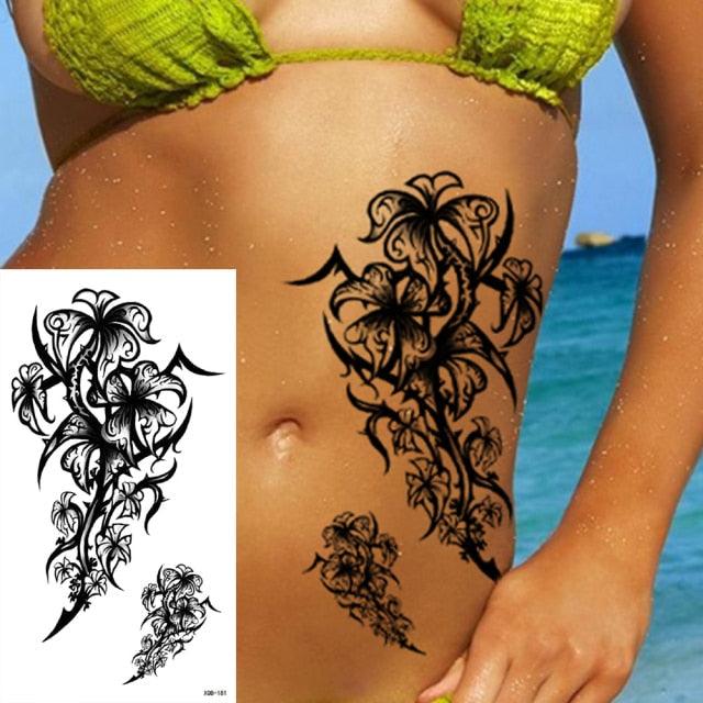 25 Sheets Flower Rose Luxury Tattoos Waterproof Temporary Sticker 3D Rose Flower Tattoos Body Art Arm Fake Tatoo For Womens - TaTTTy