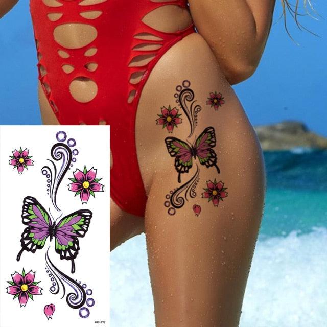 25 Sheets Flower Rose Luxury Tattoos Waterproof Temporary Sticker 3D Rose Flower Tattoos Body Art Arm Fake Tatoo For Womens - TaTTTy