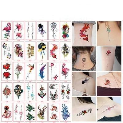 30pcs Temporales Sexy Fake Tattoo For Hands Arm Body Waterproof Luxury Different Small Colorful Stylish Womens Kids Tattoos - TaTTTy