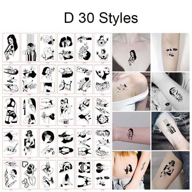 30pcs Temporales Sexy Fake Tattoo For Hands Arm Body Waterproof Luxury Different Small Colorful Stylish Womens Kids Tattoos - TaTTTy