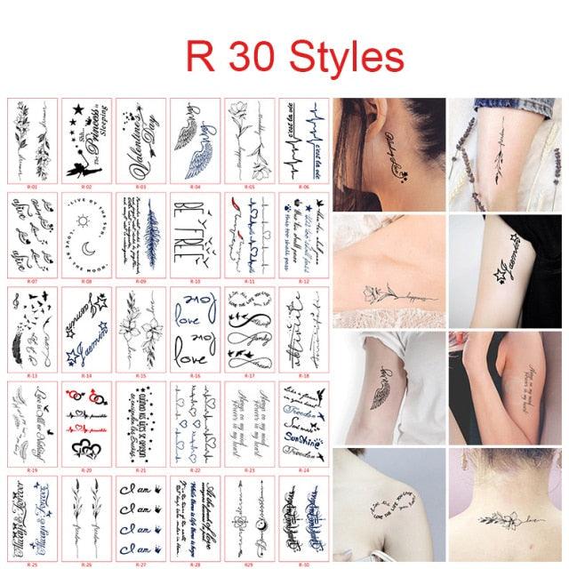 30pcs Temporales Sexy Fake Tattoo For Hands Arm Body Waterproof Luxury Different Small Colorful Stylish Womens Kids Tattoos - TaTTTy