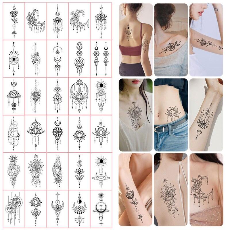 30pcs Temporales Sexy Fake Tattoo For Hands Arm Body Waterproof Luxury Different Small Colorful Stylish Womens Kids Tattoos - TaTTTy