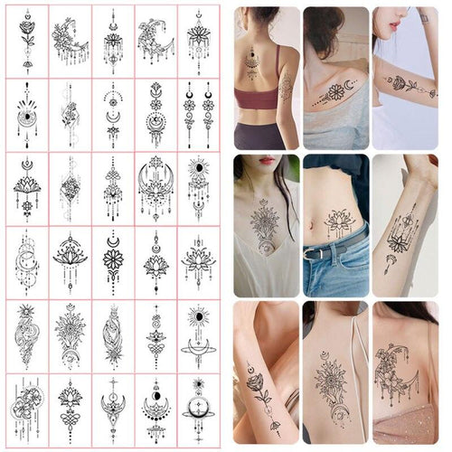 30pcs Temporales Sexy Fake Tattoo For Hands Arm Body Waterproof Luxury Different Small Colorful Stylish Womens Kids Tattoos - TaTTTy