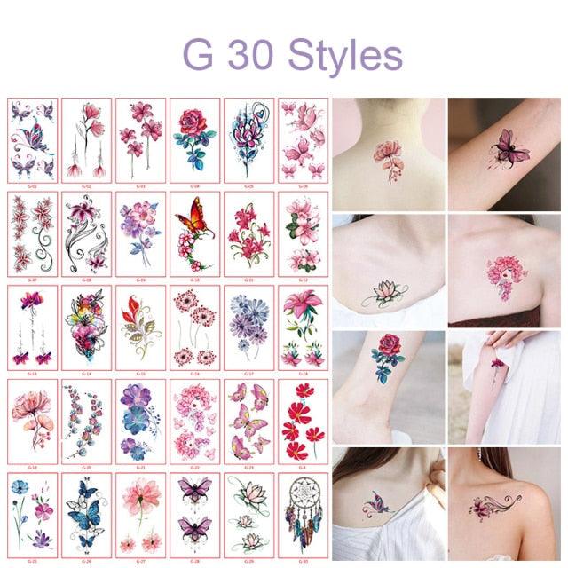 30pcs Temporales Sexy Fake Tattoo For Hands Arm Body Waterproof Luxury Different Small Colorful Stylish Womens Kids Tattoos - TaTTTy