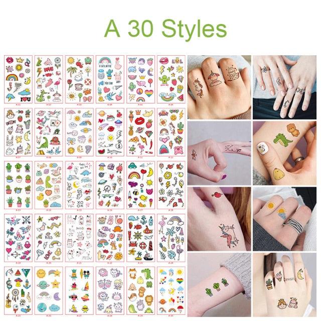 30pcs Temporales Sexy Fake Tattoo For Hands Arm Body Waterproof Luxury Different Small Colorful Stylish Womens Kids Tattoos - TaTTTy