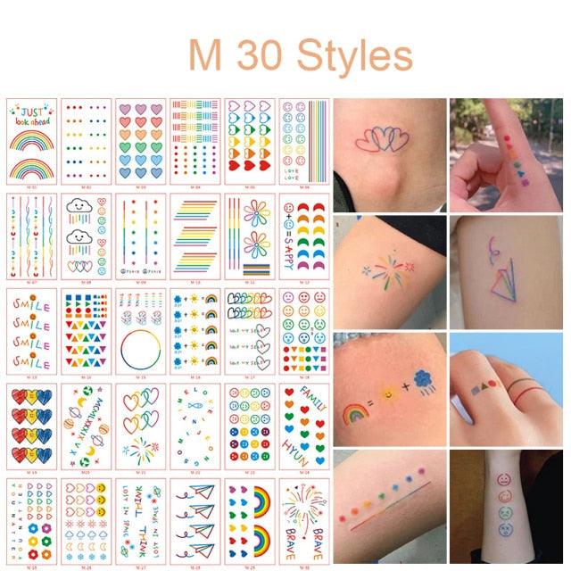 30pcs Temporales Sexy Fake Tattoo For Hands Arm Body Waterproof Luxury Different Small Colorful Stylish Womens Kids Tattoos - TaTTTy