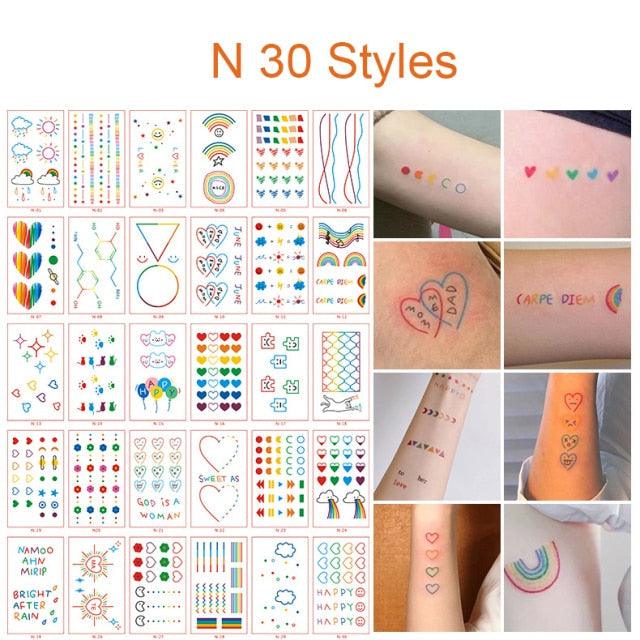 30pcs Temporales Sexy Fake Tattoo For Hands Arm Body Waterproof Luxury Different Small Colorful Stylish Womens Kids Tattoos - TaTTTy