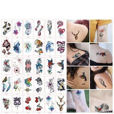 30pcs Temporales Sexy Fake Tattoo For Hands Arm Body Waterproof Luxury Different Small Colorful Stylish Womens Kids Tattoos - TaTTTy
