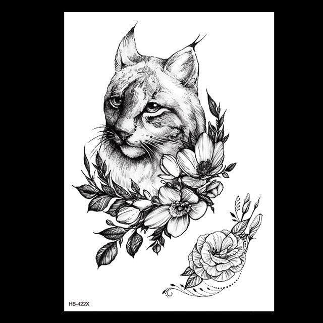 49 Sheets Waterproof Temporary Black Sketches Flowers Tattoo Stickers Flower Rose Tattoos For Women Adults - TaTTTy