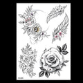49 Sheets Waterproof Temporary Black Sketches Flowers Tattoo Stickers Flower Rose Tattoos For Women Adults - TaTTTy
