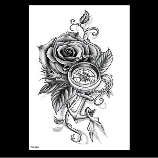 49 Sheets Waterproof Temporary Black Sketches Flowers Tattoo Stickers Flower Rose Tattoos For Women Adults - TaTTTy
