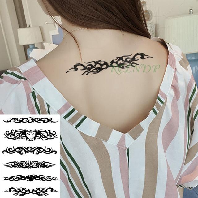57 Sheets Temporary Tattoo Stickers Set Waterproof Temporary Tattoo Waist Arm Modern Stylish Big Black Tattoos For Womens Mens - TaTTTy