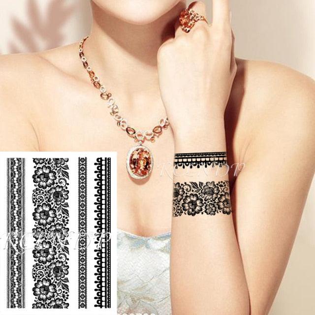 57 Sheets Temporary Tattoo Stickers Set Waterproof Temporary Tattoo Waist Arm Modern Stylish Big Black Tattoos For Womens Mens - TaTTTy