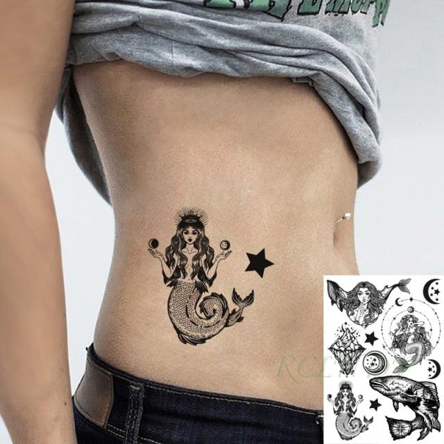57 Sheets Temporary Tattoo Stickers Set Waterproof Temporary Tattoo Waist Arm Modern Stylish Big Black Tattoos For Womens Mens - TaTTTy