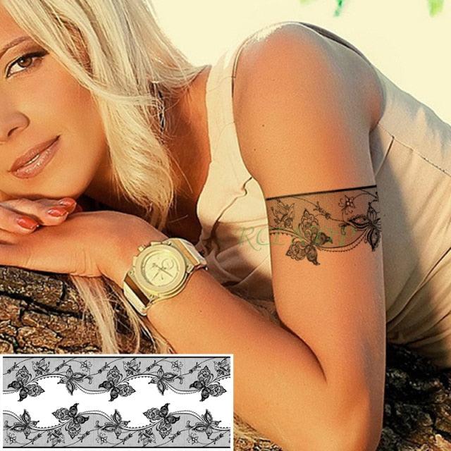 57 Sheets Temporary Tattoo Stickers Set Waterproof Temporary Tattoo Waist Arm Modern Stylish Big Black Tattoos For Womens Mens - TaTTTy