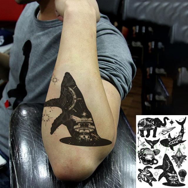 57 Sheets Temporary Tattoo Stickers Set Waterproof Temporary Tattoo Waist Arm Modern Stylish Big Black Tattoos For Womens Mens - TaTTTy