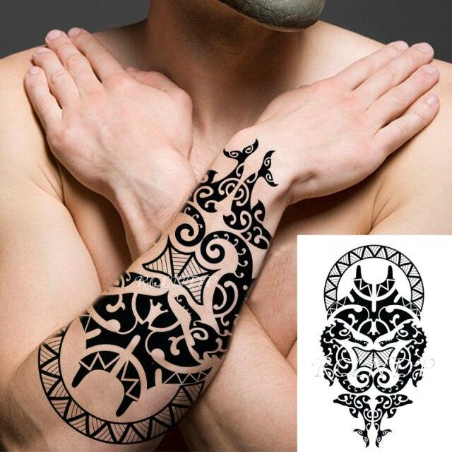 57 Sheets Temporary Tattoo Stickers Set Waterproof Temporary Tattoo Waist Arm Modern Stylish Big Black Tattoos For Womens Mens - TaTTTy