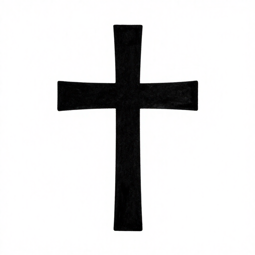 Black cross on a white background representing minimalism and simplicity.