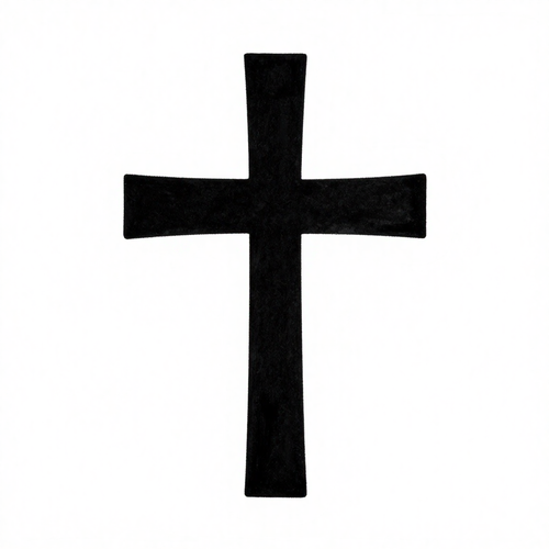 Black cross on a white background representing minimalism and simplicity.
