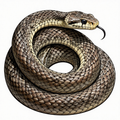 A detailed illustration of a coiled serpent with realistic scales and fierce expression.
