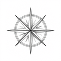 A detailed compass rose in black and white with intricate linework.