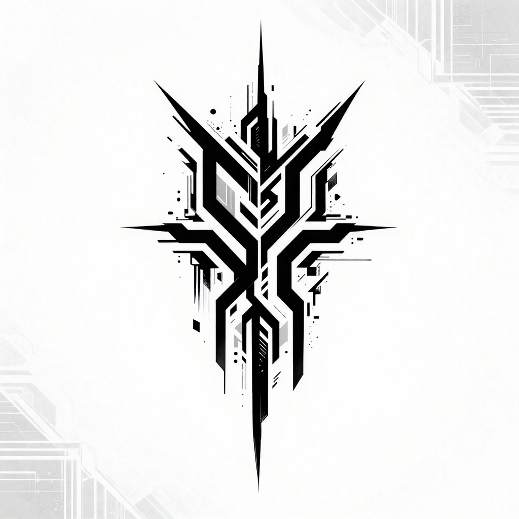 Abstract geometric design with sharp lines in black and white.