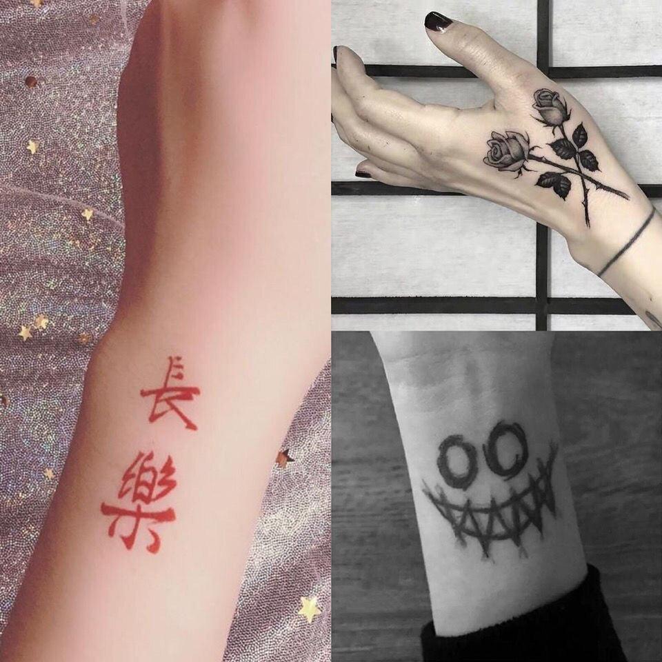 Black Clown Temporary Tattoo Sticker Body Art Arm Waist Fake Waterproof Tattoos Elegant Small Design For Men Women - TaTTTy
