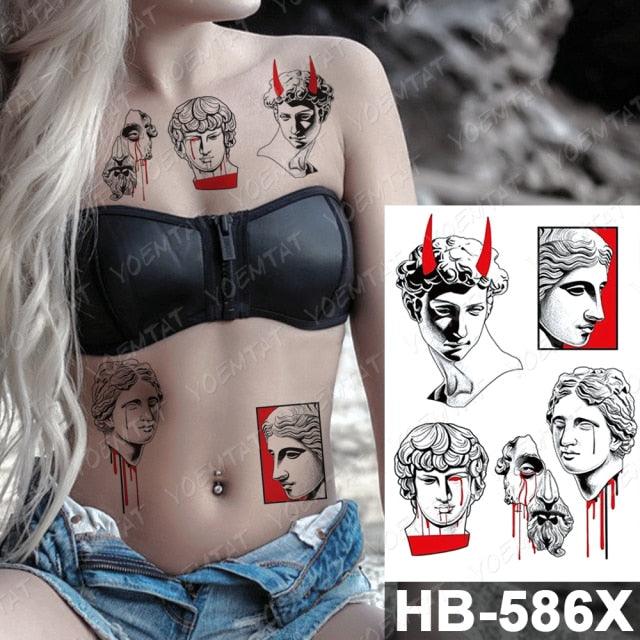 Different Stylish Waterproof Temporary Tattoo Sticker Heart Knife Angel Makeup Tattoos For Women Men - TaTTTy