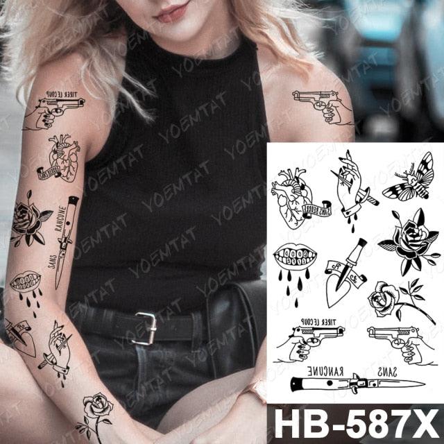 Different Stylish Waterproof Temporary Tattoo Sticker Heart Knife Angel Makeup Tattoos For Women Men - TaTTTy