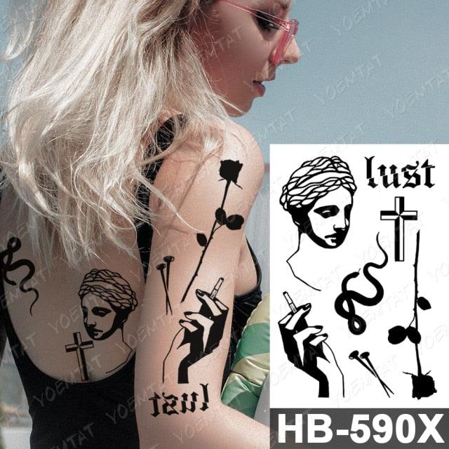 Different Stylish Waterproof Temporary Tattoo Sticker Heart Knife Angel Makeup Tattoos For Women Men - TaTTTy