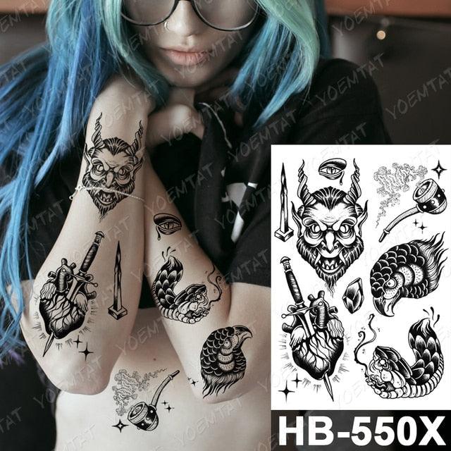 Different Stylish Waterproof Temporary Tattoo Sticker Heart Knife Angel Makeup Tattoos For Women Men - TaTTTy